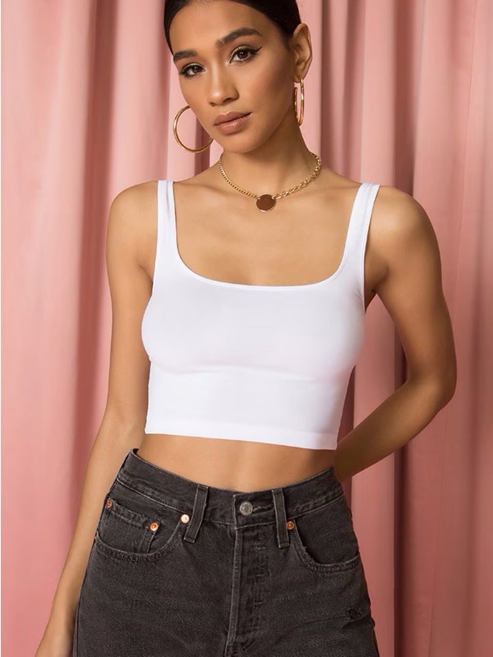 Free People FP Movement White Scoop-Neck Crop Tank